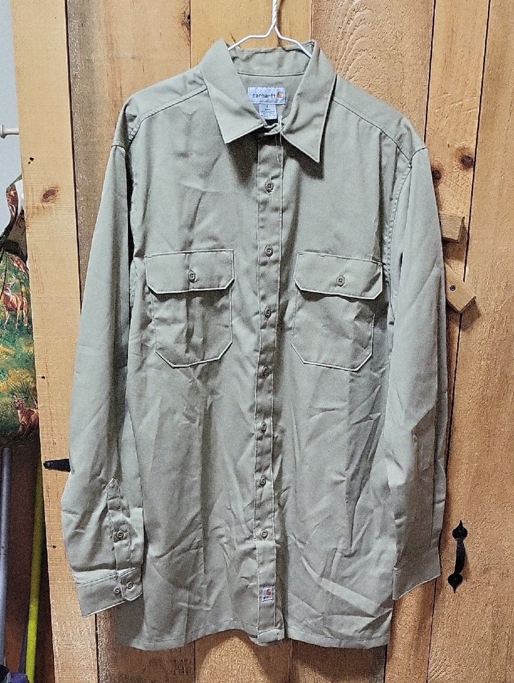 Never Worn Carhartt Men's Tan Shirt-Style Work Jacket. Large Tall